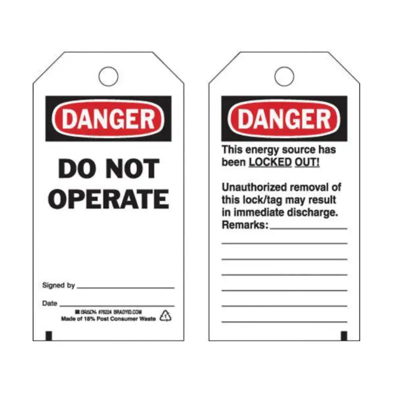 "Danger Do Not Operate" Safety Tags, Polyester, 3" W X 5-3/4" H, English 1