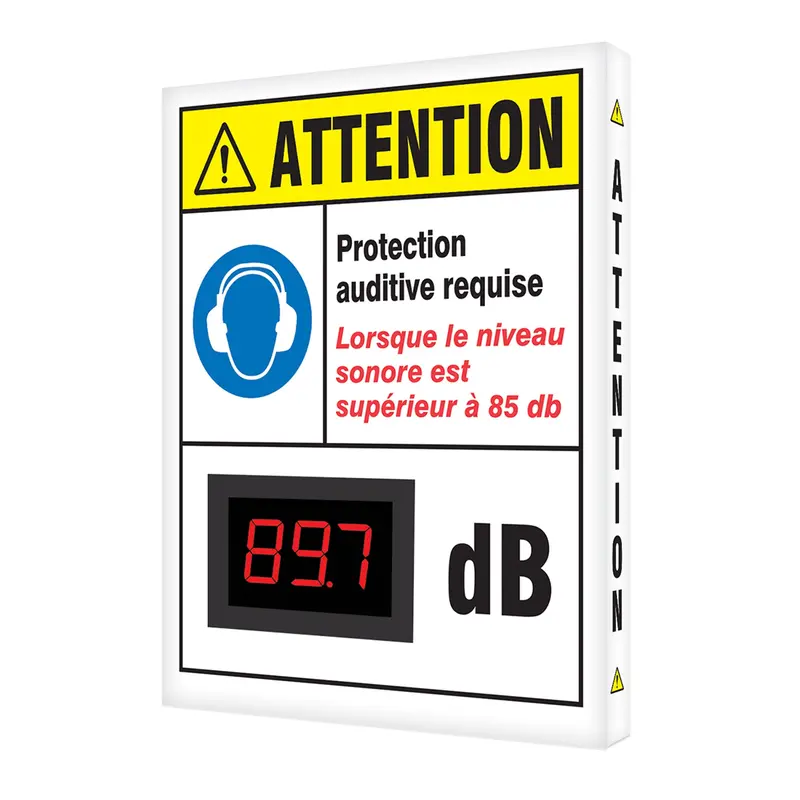 Decibel Meter Sign, 12" X 10", Aluminum, French With Pictogram 1