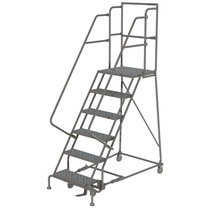 Deep Top Step Rolling Ladder, 9 Steps, 24" Step Width, 90" Platform Height, Steel 1
