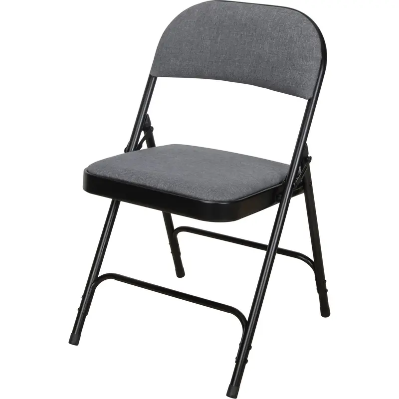 Deluxe Fabric Padded Folding Chair, Steel, Grey, 300 Lbs. Weight Capacity 1