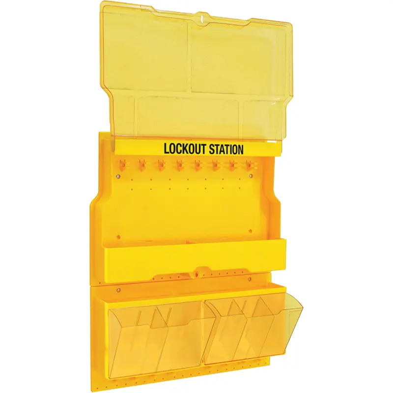 Deluxe Lockout Station With Cover And Trilingual Labels, None Padlocks, 32 Padlock Capacity, Padlocks Not Included 1
