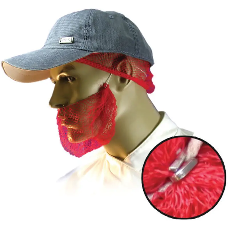 Disposable Beard Nets, Polypropylene, Red 1
