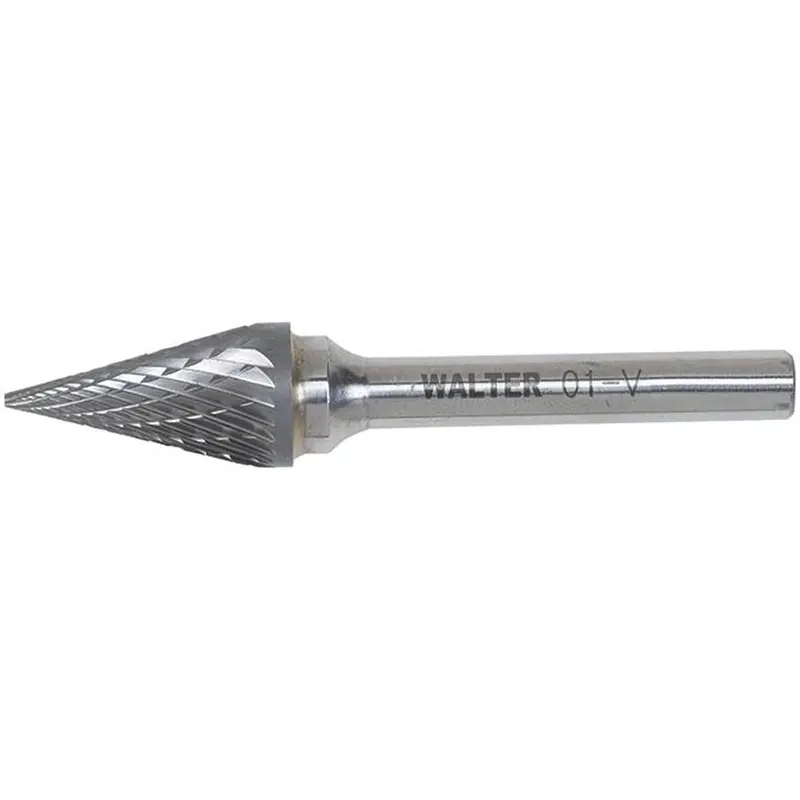 Double Cut Conical Carbide Burr, 1/2" Dia., 1/4" Shank, 7/8" Depth Of Cut 1