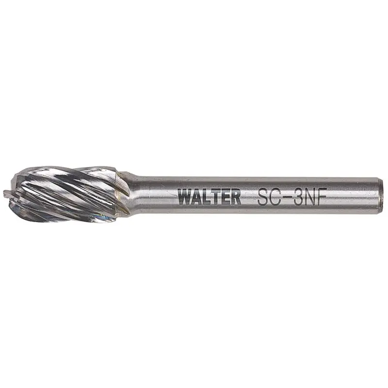 Double Cut Cylindrical Round Nose Carbide Burr, 1/2" Dia., 1" Depth Of Cut 1