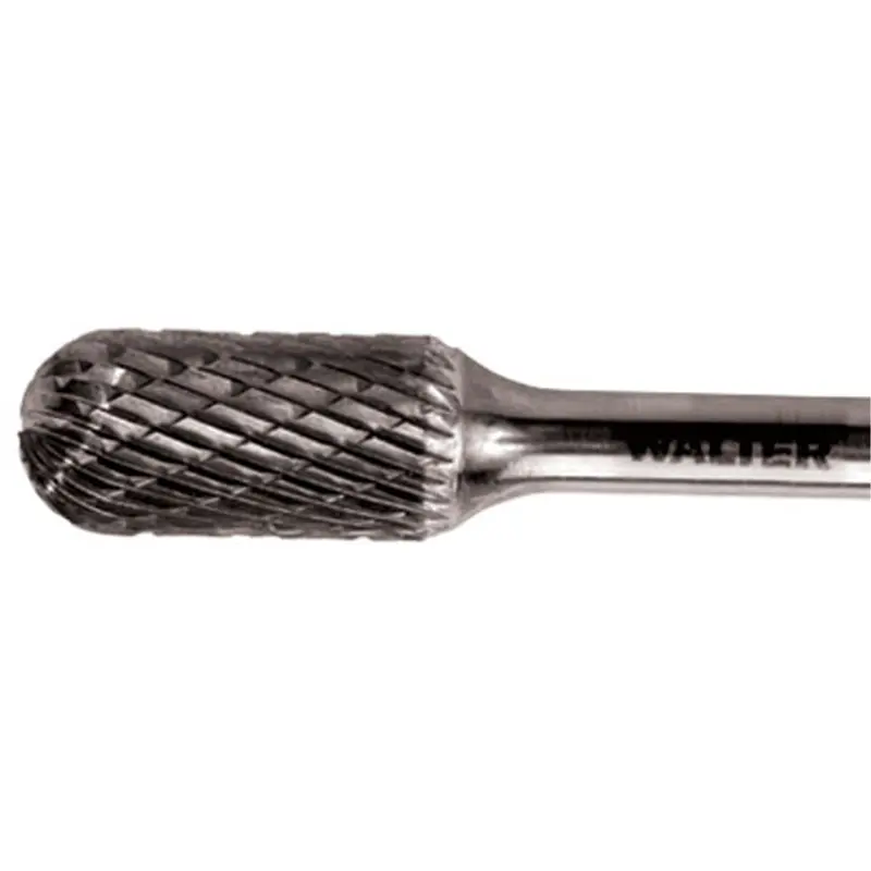 Double Cut Cylindrical Round Nose Carbide Burr, 1/2" Dia., 1" Depth Of Cut 1
