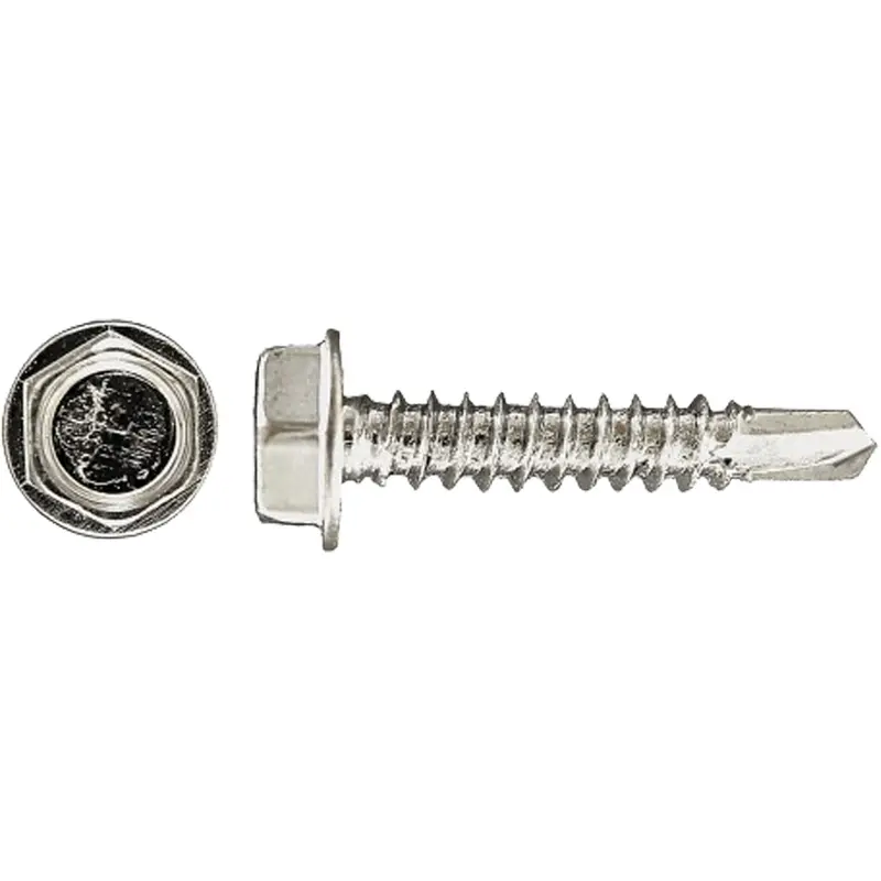 Drill-X Self-Drilling Hex Washer, #14 X 1" L, Zinc Plated 1