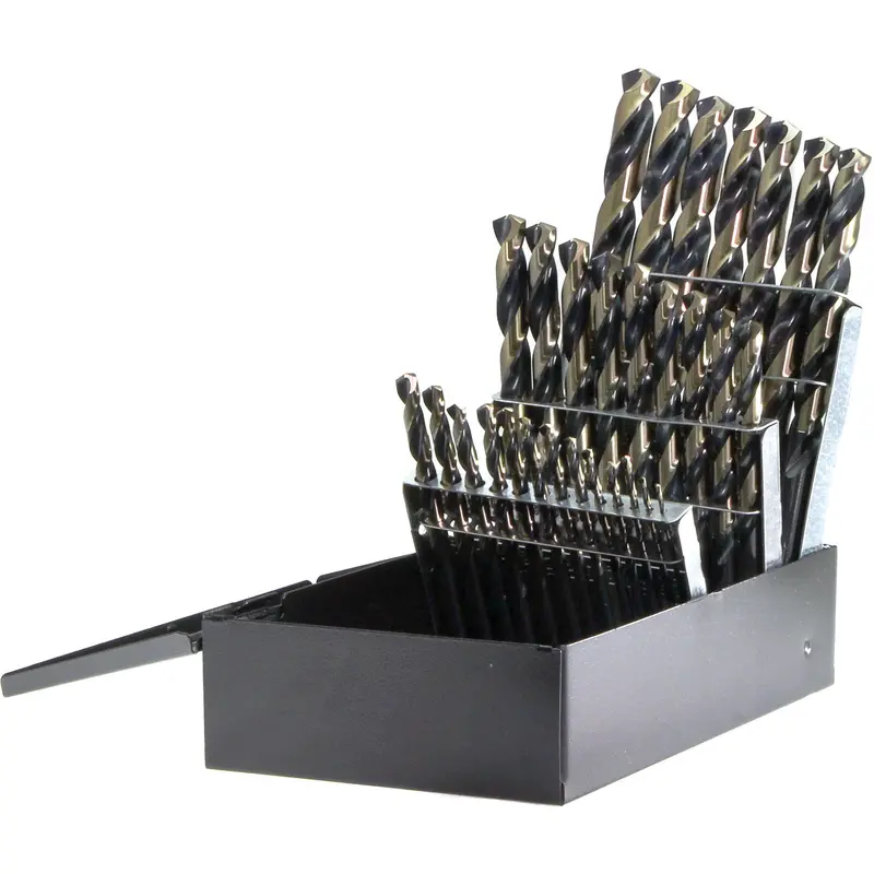 Drillco® Nitro Heavy-Duty Jobber Length Drill Bit Set, 29 Pieces, High Speed Steel 1
