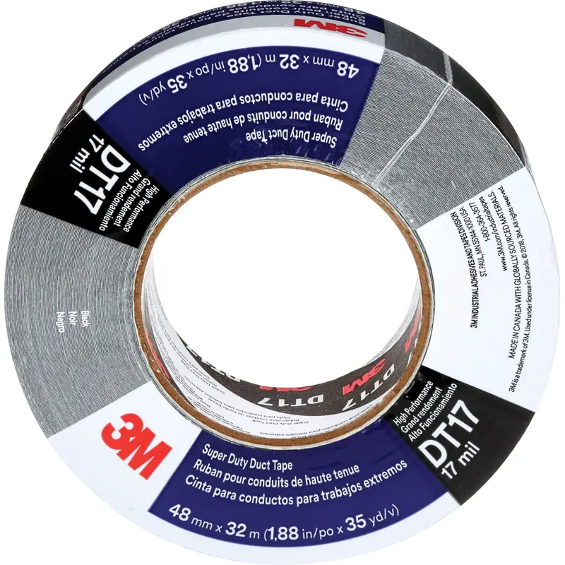 Dt17 Super-Duty Duct Tape, 17 Mils, Black, 48 Mm (2") X 32 M (105') 1