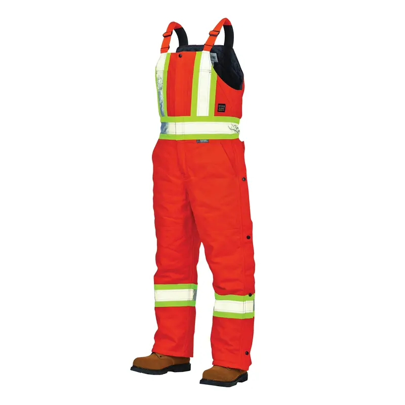 Duck Lined Safety Overalls, Cotton, Large, High Visibility Orange 1