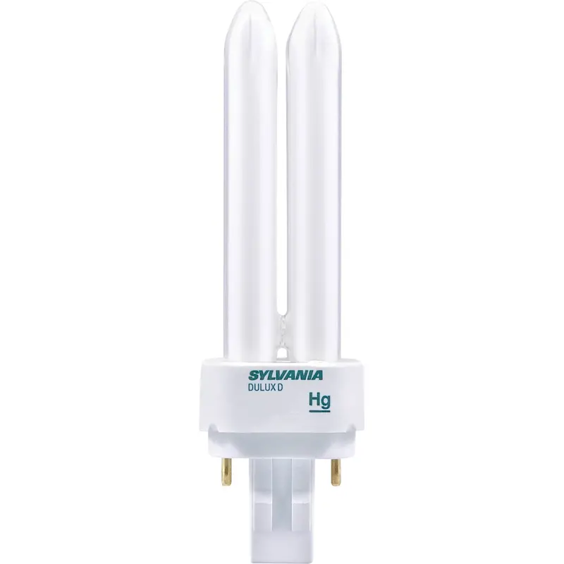 Dulux® D/E Double-Tube Compact Fluorescent Lamp, D (T4), 13 W, 4100 K, G24q-1 Base, 20000 Hrs. 1