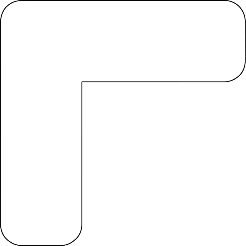 Durastripe Xtreme 90-Degree Angle For Rounded Corners, L, 4" L X 4" W, White, Vinyl 1