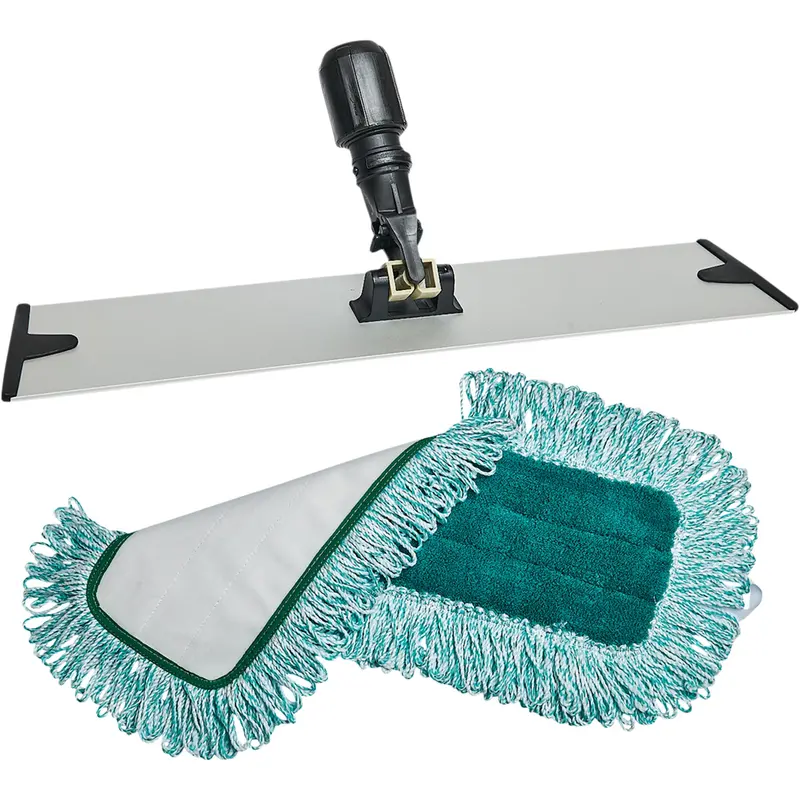 Dust Mop Pad & Frame, Hook And Loop Style, Polyester, 18" L X 5-3/4" W 1