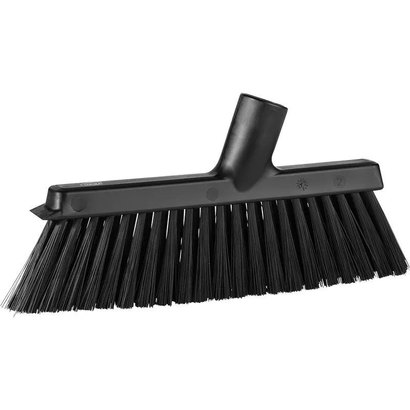 Dustpan Broom With Angled Thread, Medium Bristles, 10", Polyester, Black 1