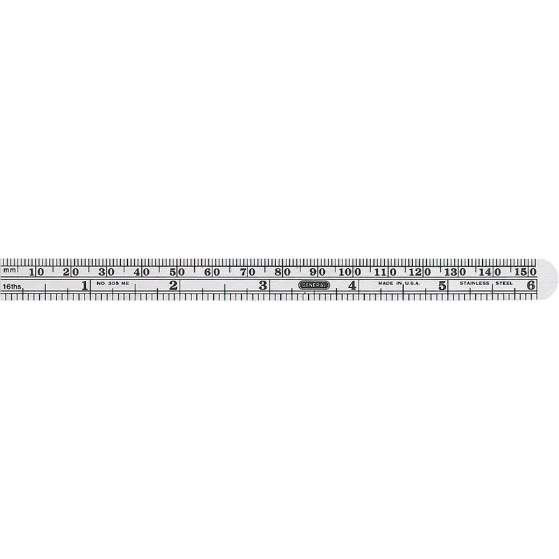 Economy Precision Flexible Ruler, 6-1/2" L, Steel 1