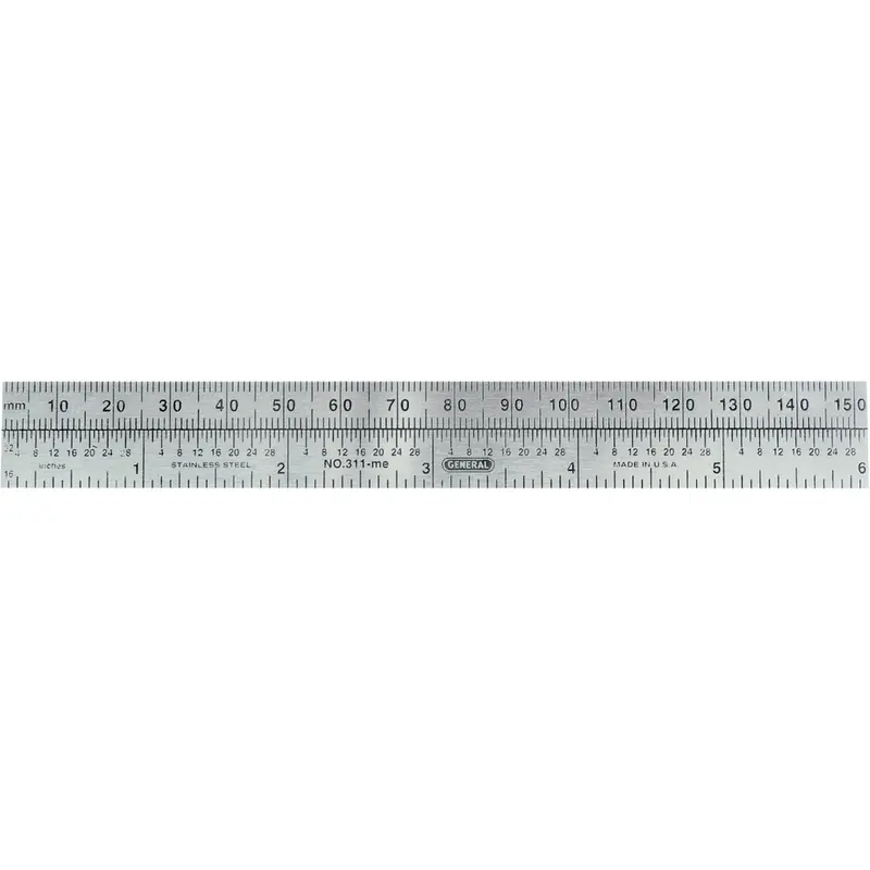 Economy Precision Flexible Ruler, 6" L, Steel 1