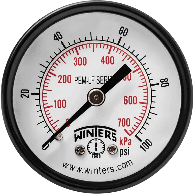 Economy Pressure Gauge, 2" , 0 - 100 Psi, Back Mount, Analogue 1
