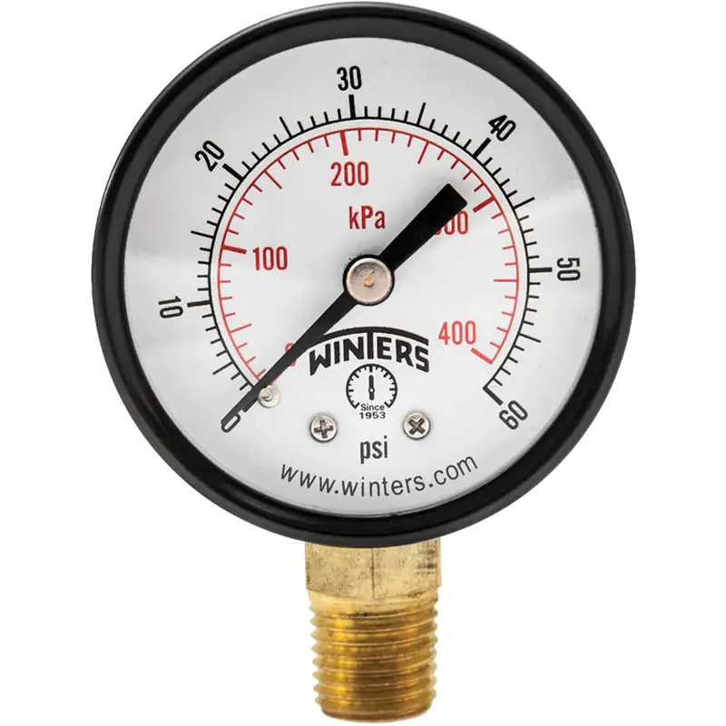 Economy Pressure Gauge, 2" , 0 - 60 Psi, Bottom Mount, Analogue 1