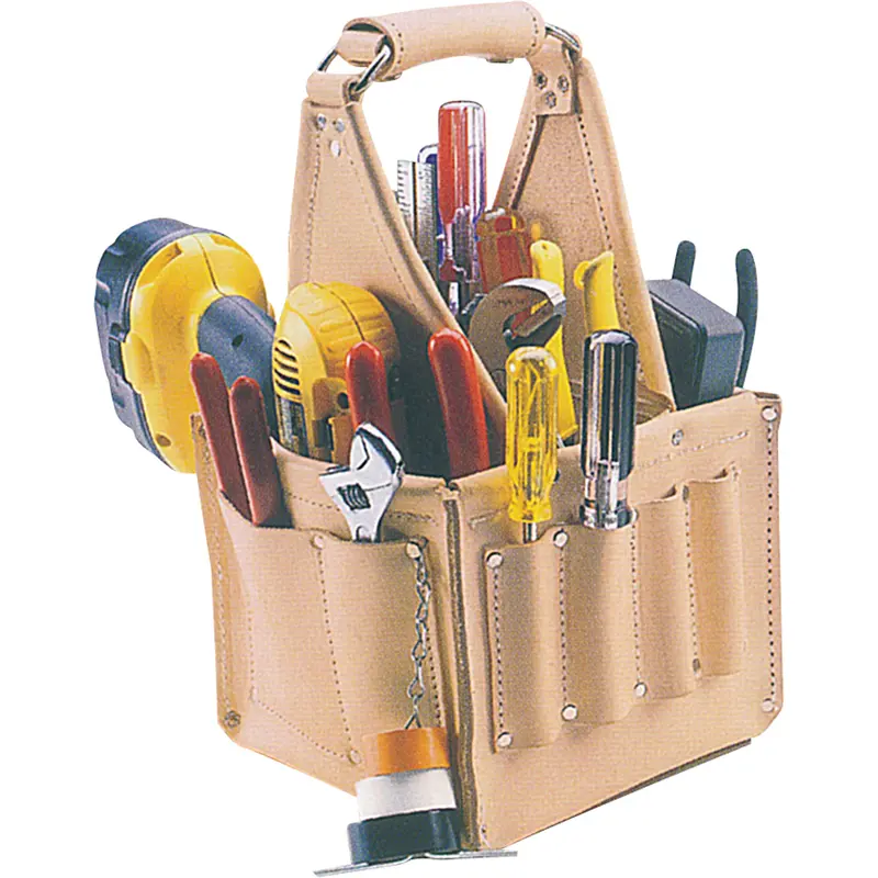 Electrical & Maintenance Tool Pouches, Leather, 17 Pockets, Beige 1