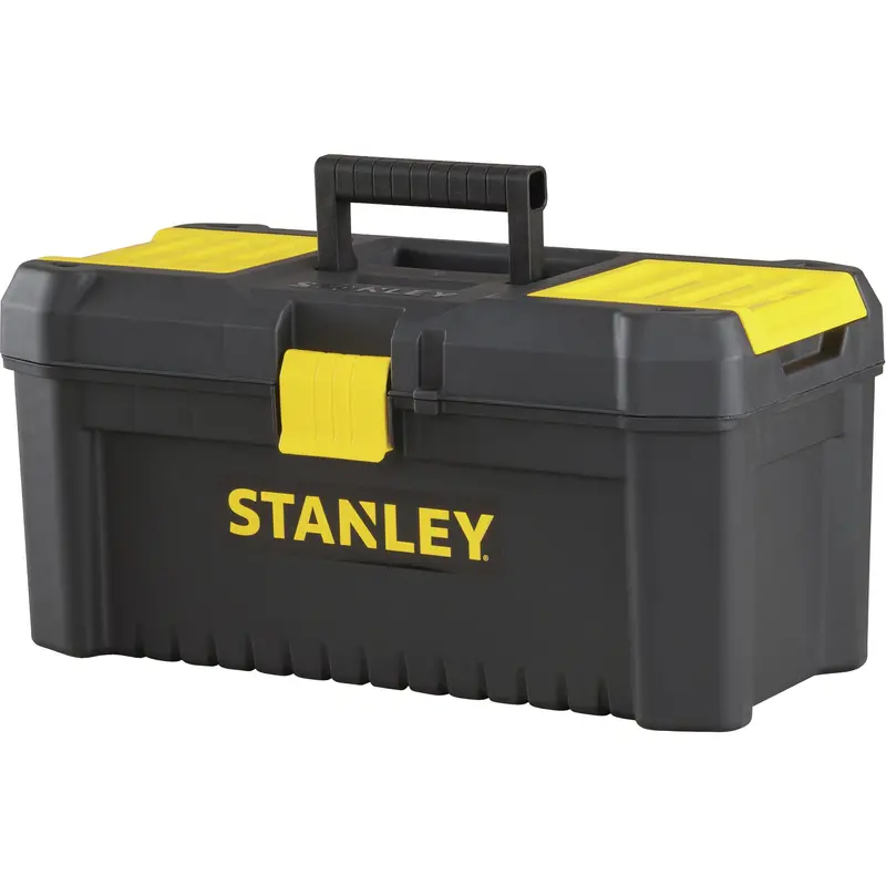 Essential® Tool Box With Tray, 16" W X 8" D X 7-3/10" H, Black/Yellow 1