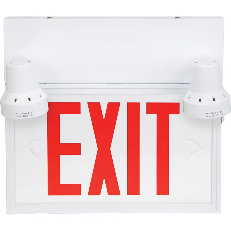 Exit Sign With Security Lights, Led, Battery Operated/Hardwired, 12-1/10" L X 11" W, English 1