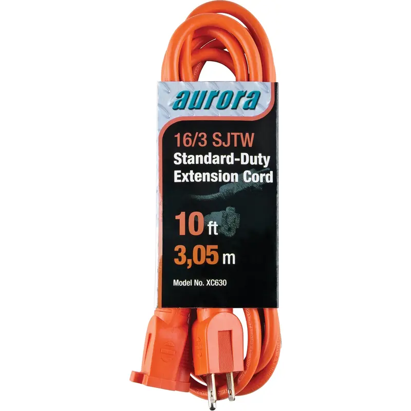 Extension Cord, Indoor/Outdoor, Sjtw, 16/3 Awg, 13 A, 10' 1