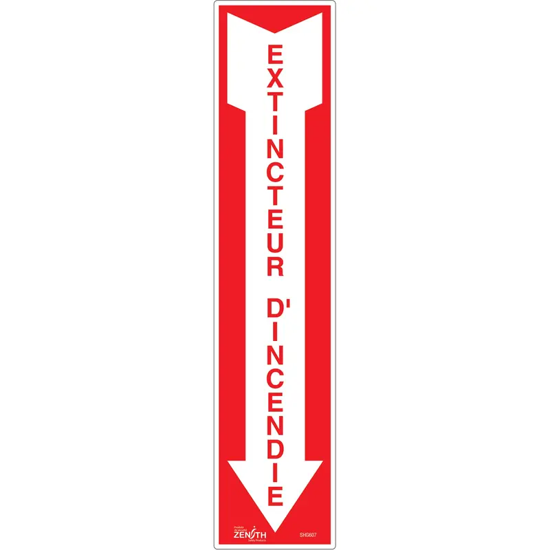 "Extincteur D'incendie" Sign, 4" X 18", Vinyl, French With Pictogram 1