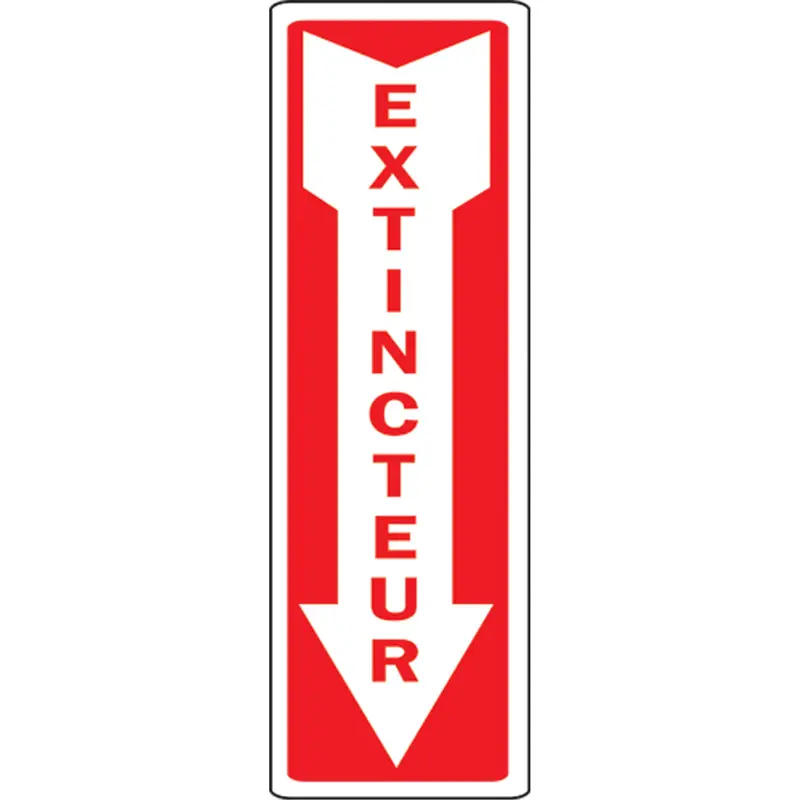 "Extincteur" Sign, 12" X 4", Aluminum, French With Pictogram 1
