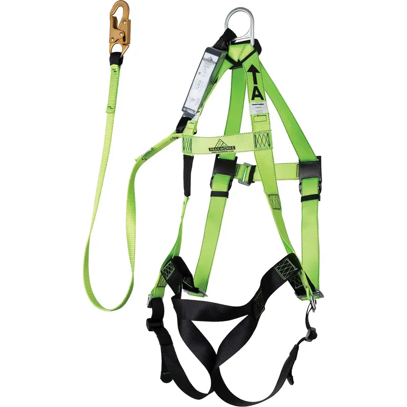 Fbh-10000A6440-6 Contractor Series Safety Harness With Shock Absorbing Lanyard, Harness/Lanyard Combo 1