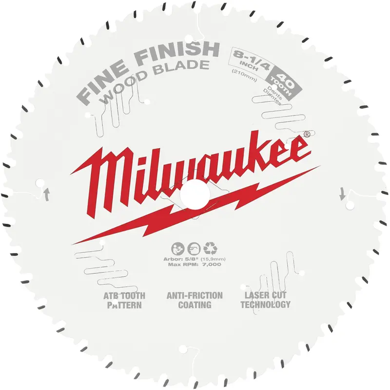 Fine Finish Circular Saw Blade, 8-1/4", 40 Teeth, Wood Use 1