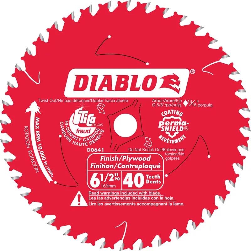 Finish Trim Circular Saw Blade, 6-1/2", 40 Teeth, Laminate/Wood Use 1
