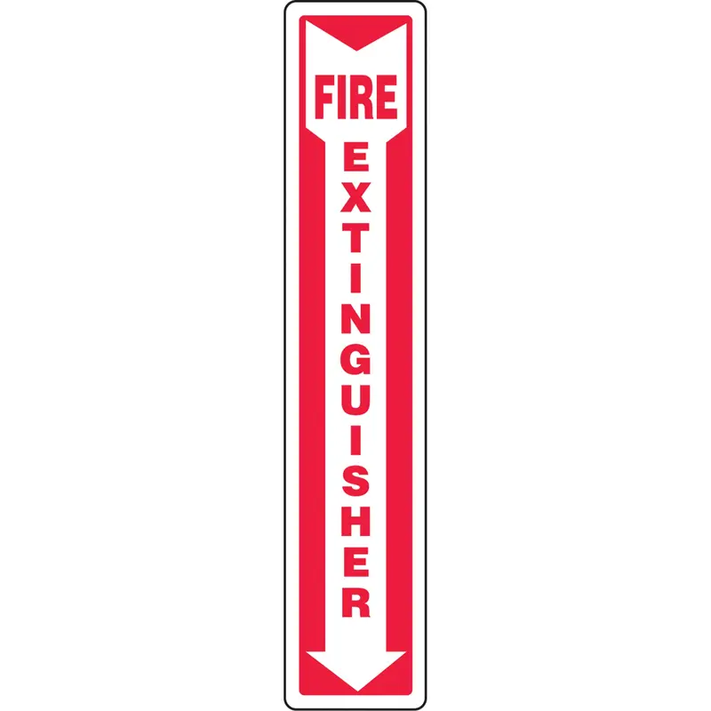 "Fire Extinguisher" Sign, 5" X 14", Vinyl, English With Pictogram 1