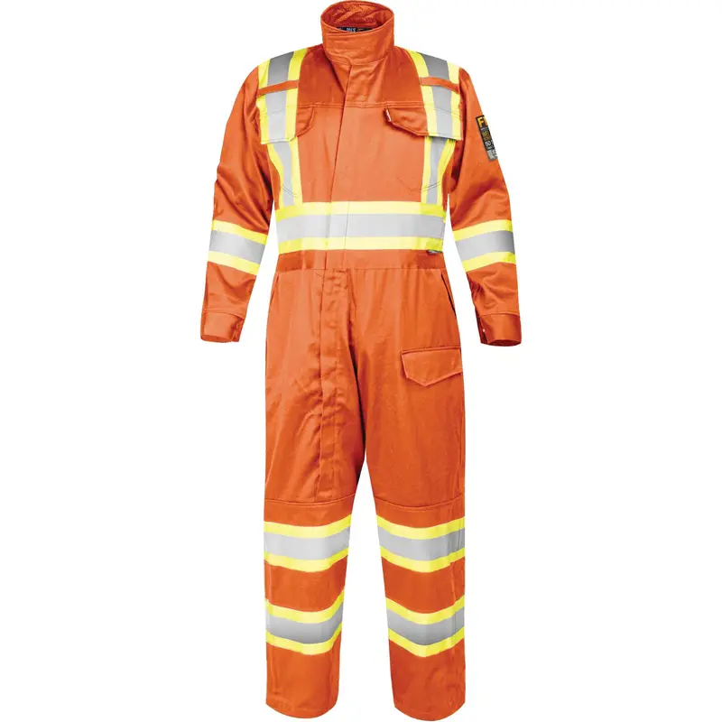 Fire-Resistant Coverall With High-Visibility Bands, Size X-Large, Orange 1