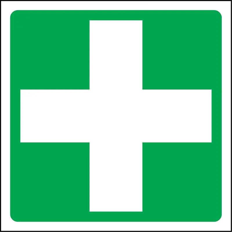 First Aid Sign, 6" X 6", Aluminum, Pictogram 1