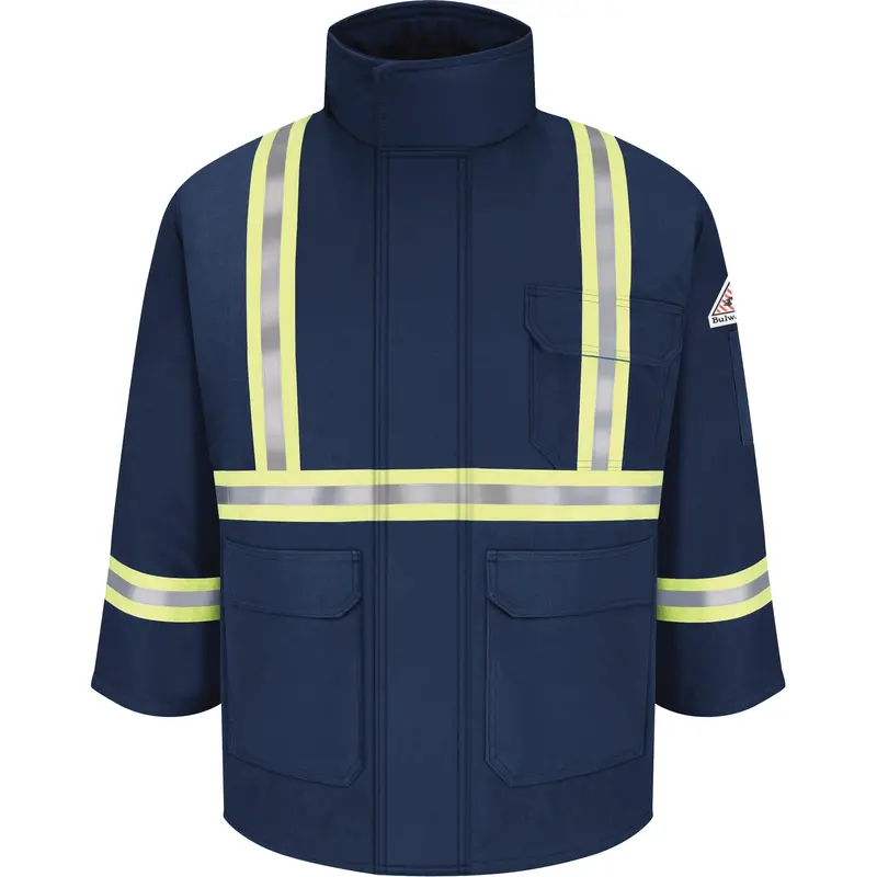 Flame Resistant Parkas With Reflective Striping, Men's, Medium, Navy Blue 1