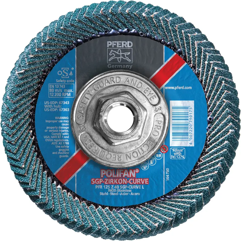 Flap Disc, 4-1/2" X 5/8"-11, Type 27, 40 Grit, Zirconia Alumina 1