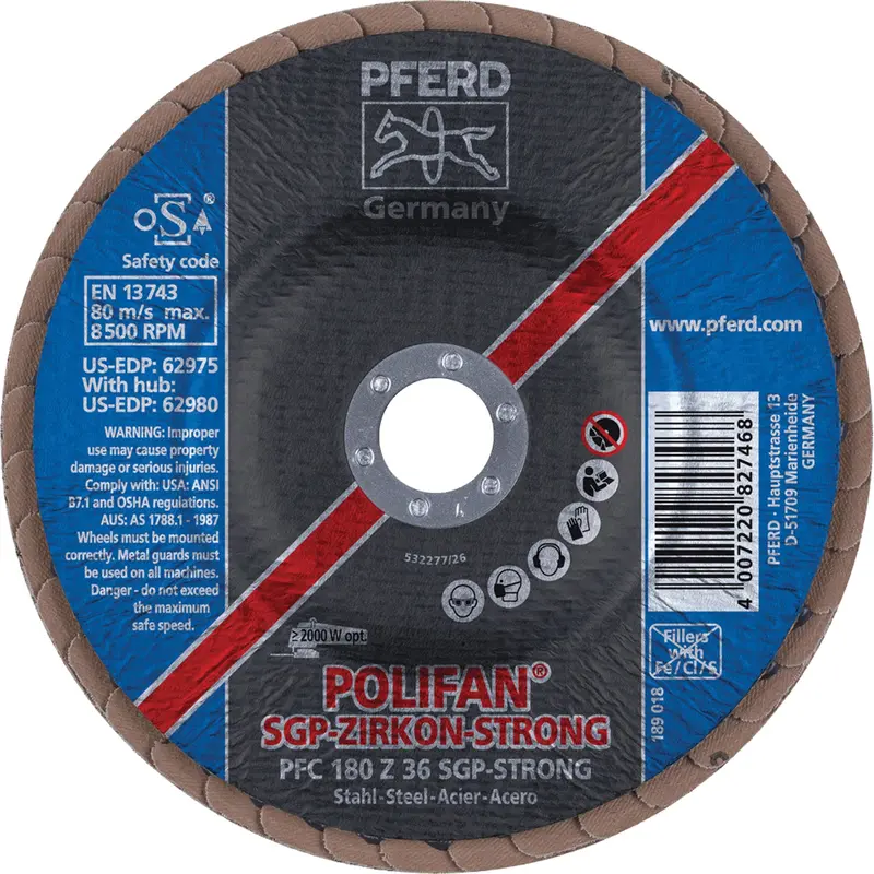 Flap Disc, 4-1/2" X 5/8"-11, Type 27, 50 Grit, Zirconia Alumina 1