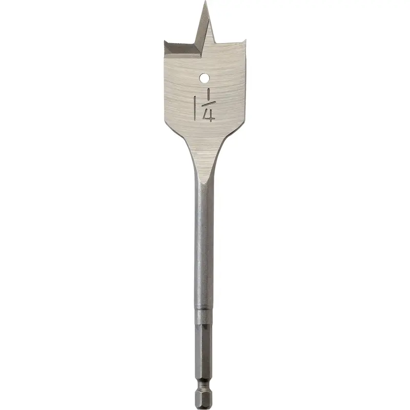 Flat Boring Bit, 1-1/4" Diameter, 1/4" Hex Shank, 6" Length 1
