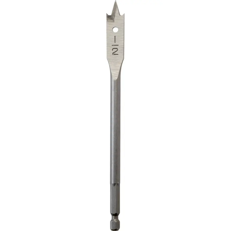 Flat Boring Bit, 1/2" Diameter, 1/4" Hex Shank, 6" Length 1