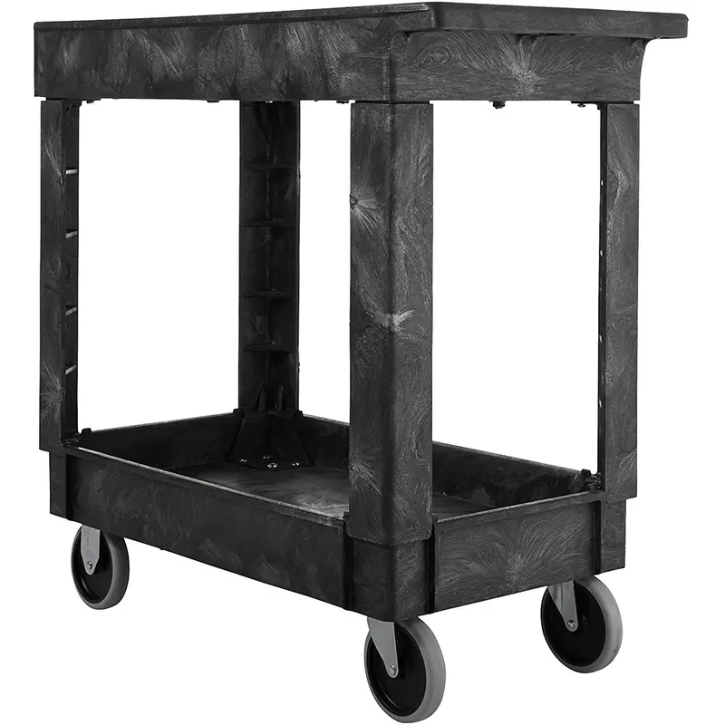 Flat Handle Utility Cart, 2 Tiers, 34" X 31-1/4" X 16", 500 Lbs. Capacity 1