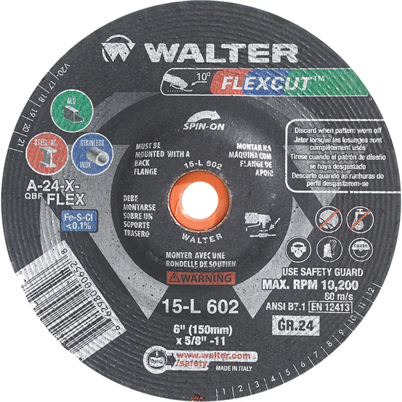 Flexcut™ Depressed Centre Grinding Wheels, 4-1/2", 60 Grit, Aluminum Oxide, 5/8"-11, 13300 Rpm, Type 29 1
