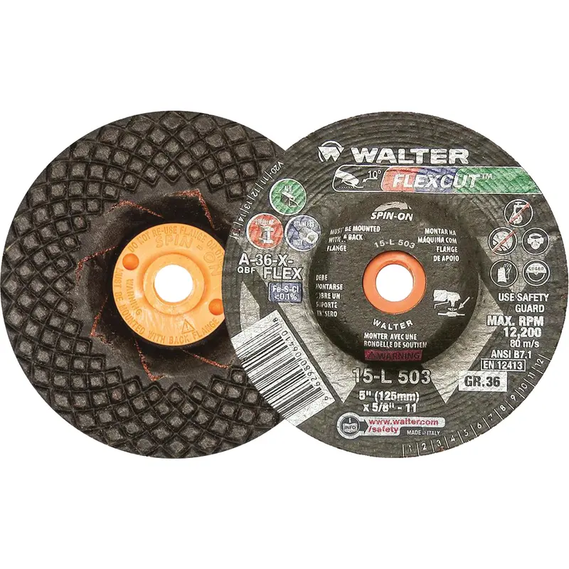 Flexcut™ Depressed Centre Grinding Wheels, 5", 36 Grit, Aluminum Oxide, 5/8"-11, 12200 Rpm, Type 29 1