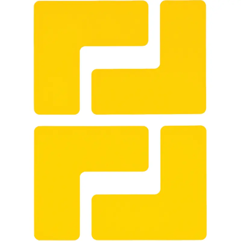 Floor Corner Marks, L, 5" L X 2" W, Yellow, Polyester 1