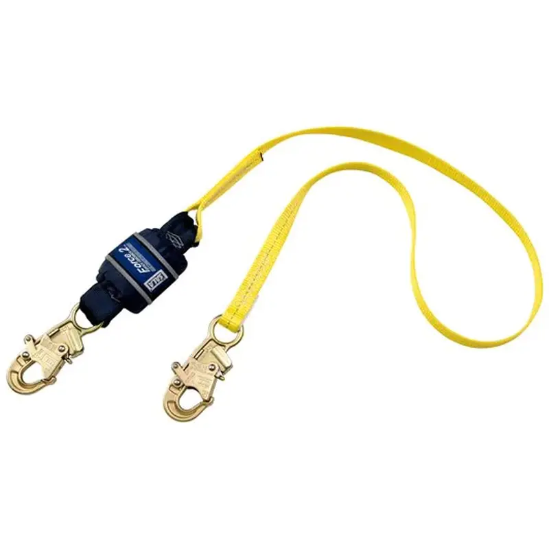 Force2™ Shock-Absorbing Lanyard, 6', Snap Hook Center, Snap Hook Leg Ends, Polyester 1