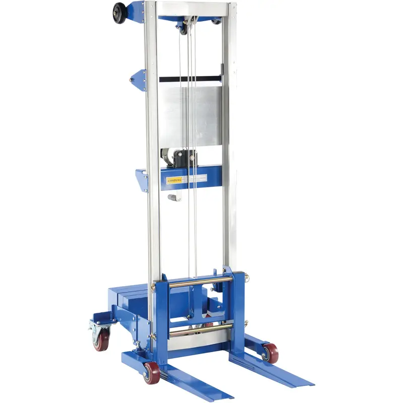 Fork Lift Stacker - Counterbalance Design, Hand Winch Operated, 400 Lbs. Capacity, 98" Max Lift 1