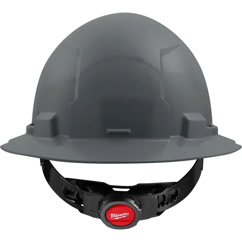 Full Brim Hardhat With 4-Point Suspension System, Ratchet Suspension, Grey 1
