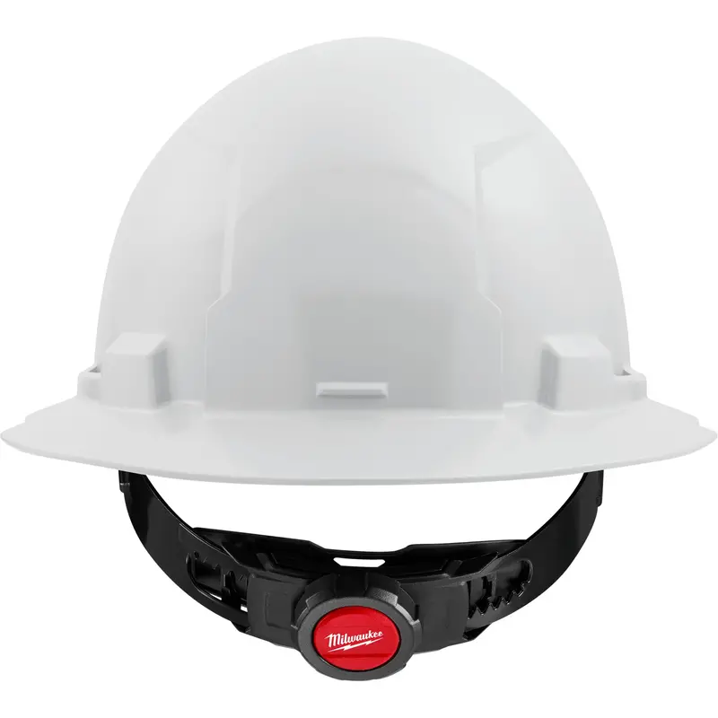 Full Brim Hardhat With 4-Point Suspension System, Ratchet Suspension, White 1