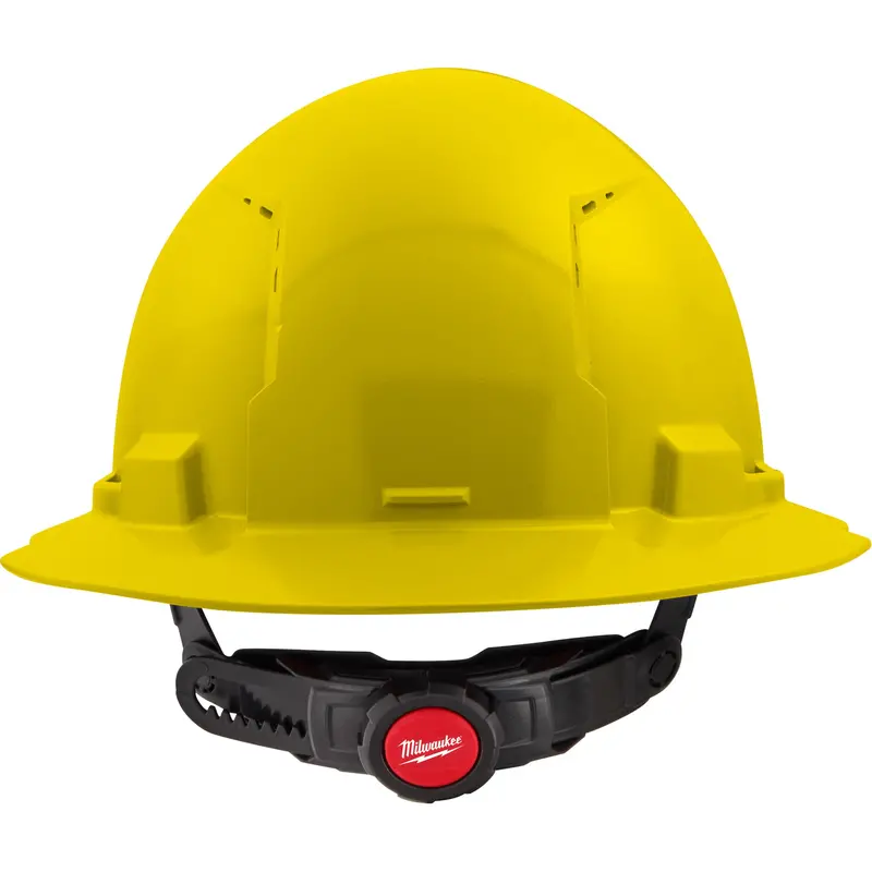 Full Brim Hardhat With 6-Point Suspension System, Ratchet Suspension, Yellow 1