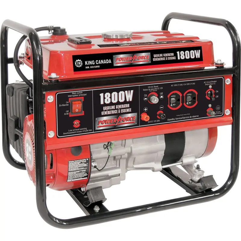 Gasoline Generator, 1800 W Surge, 1400 W Rated, 120 V, 7 L Tank 1