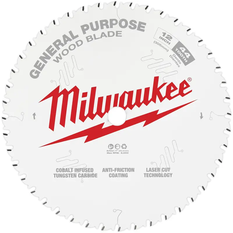 General Purpose Circular Saw Blade, 12", 44 Teeth, Wood Use 1