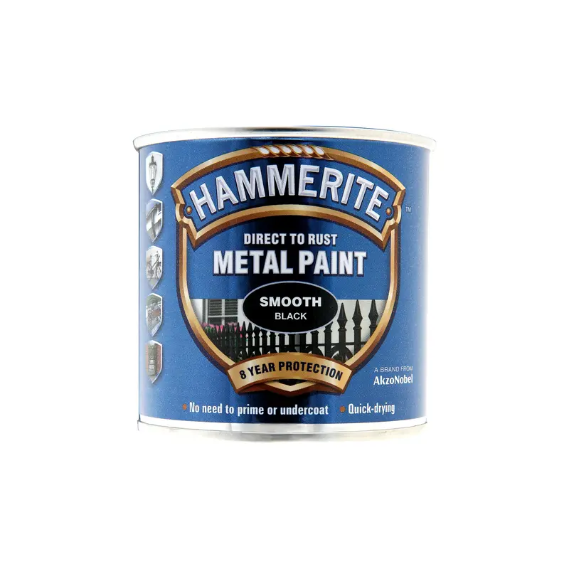 Hammerite Smooth Black Metal Paint 250Ml 1